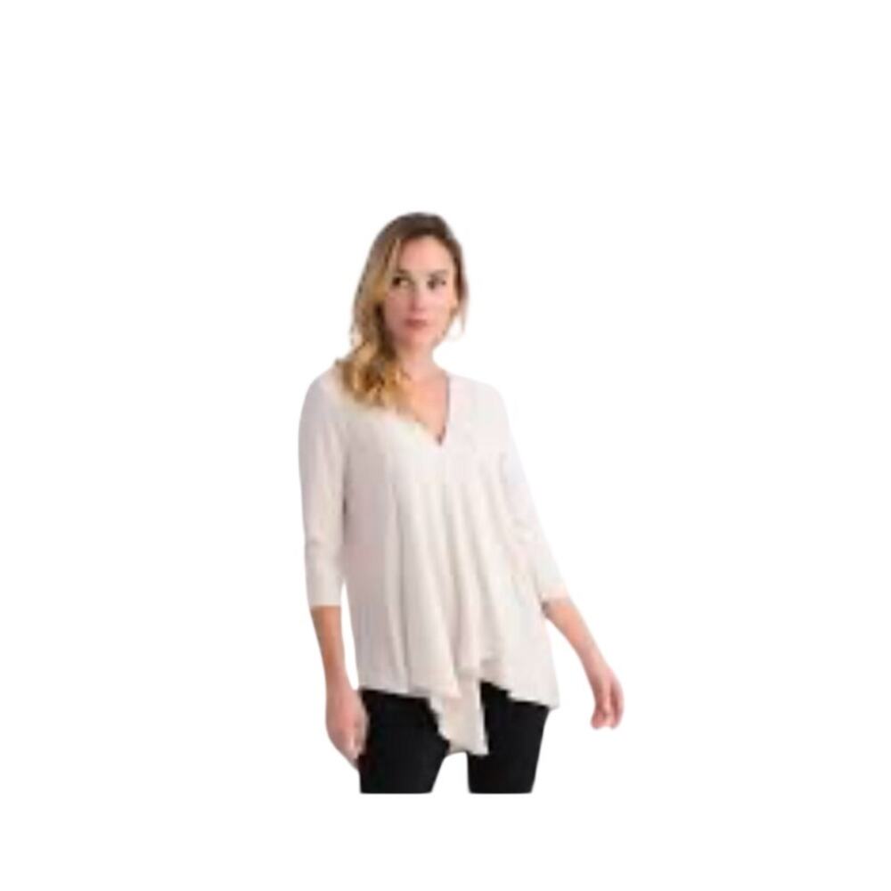 Joseph Ribkoff lightweight jersey tunic handkerchief hem winter blush color